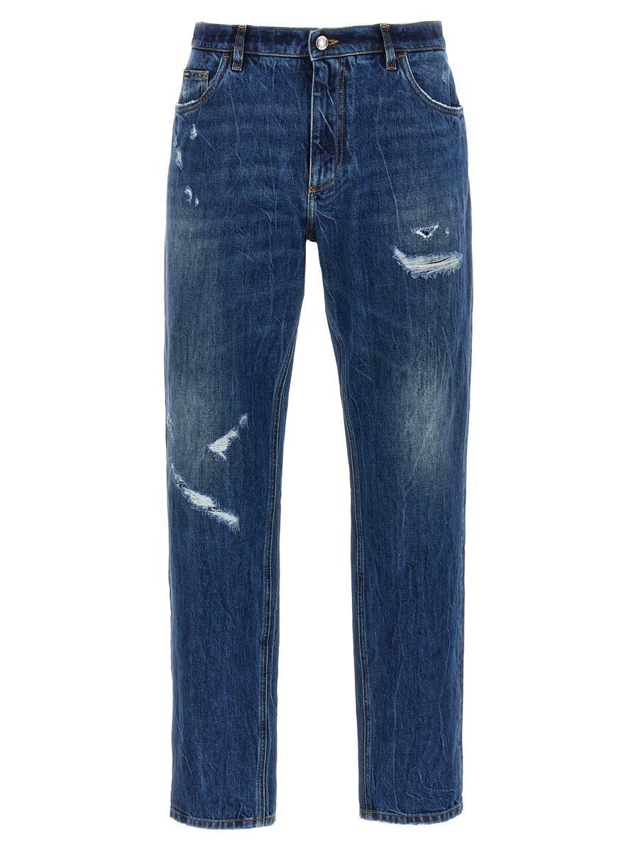 Gerade Jeans Im Distressed-look In Blue Product Image