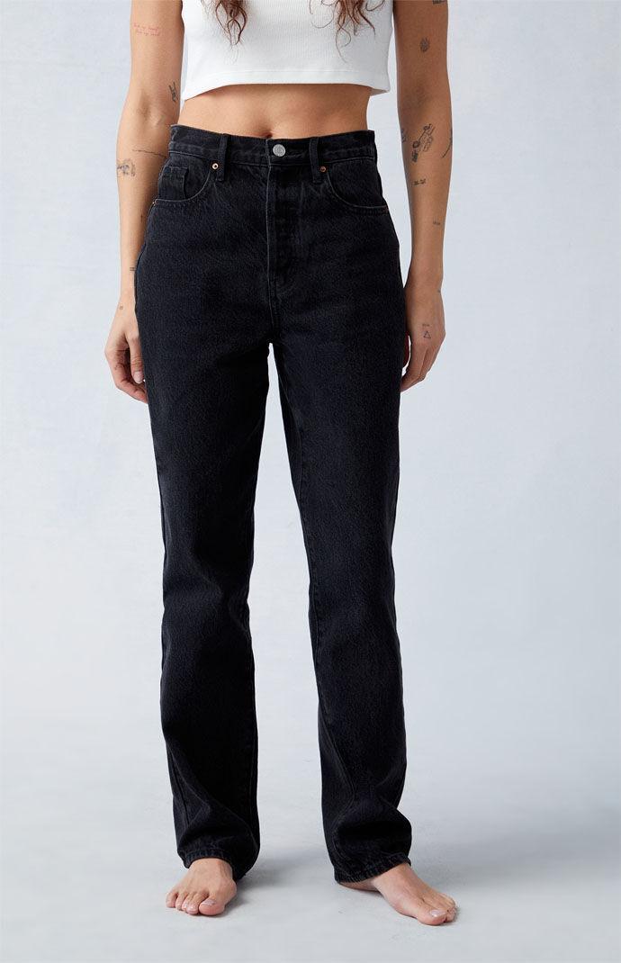 Women's Eco Black Butt Slit Dad Jeans Product Image