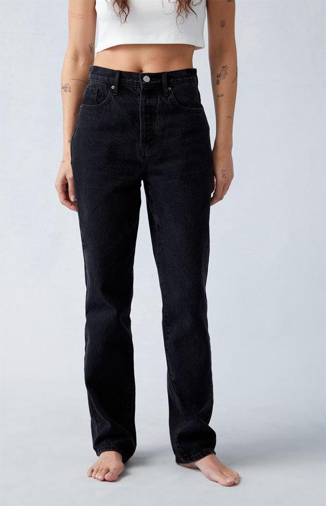 Women's Eco Black Butt Slit Dad Jeans Product Image