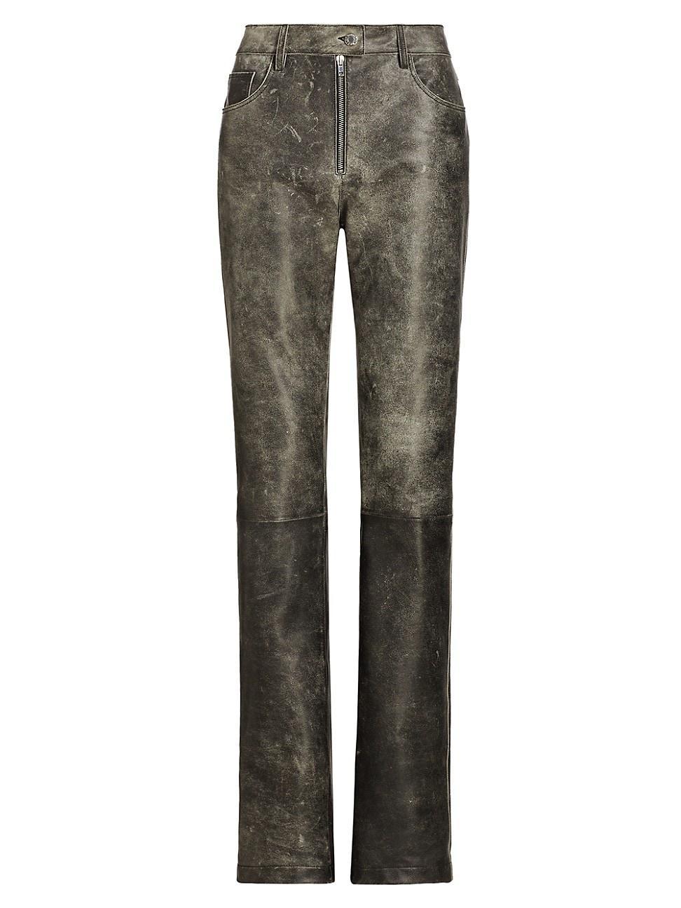 Womens Leather Distressed Pants Product Image