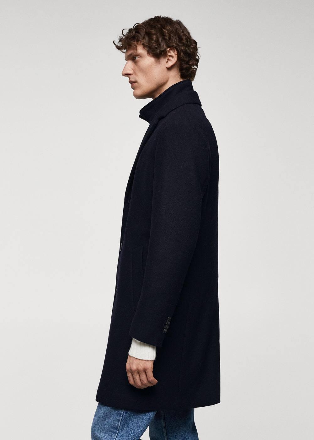 MANGO MAN - Wool coat with detachable collar dark navyMen Product Image