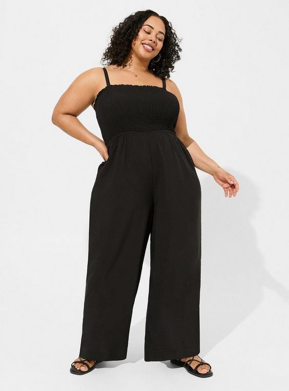 Challis Smocked Wide Leg Jumpsuit Product Image