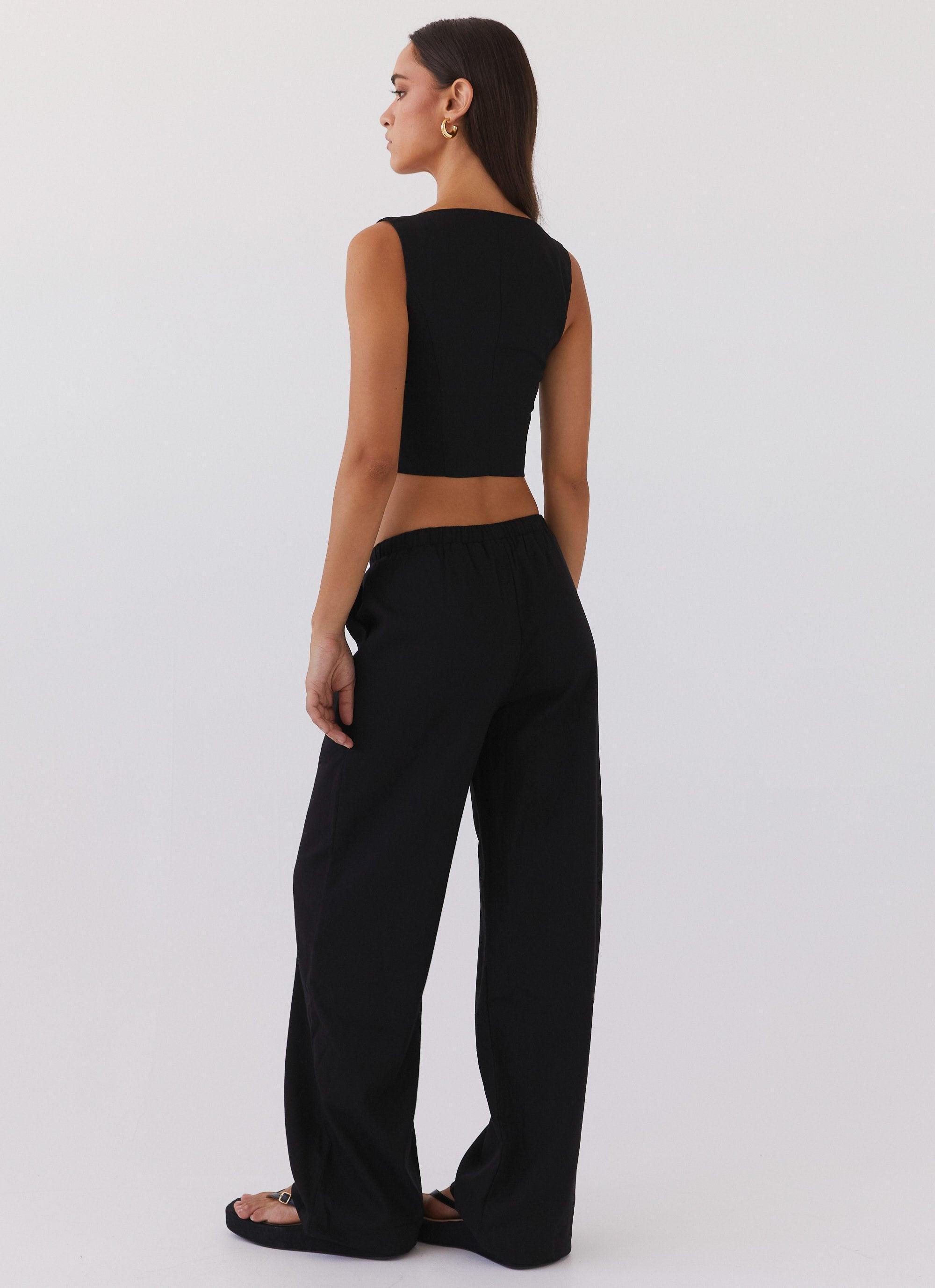 Fresh Face Linen Pants - Black Product Image