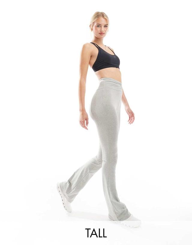 ASOS 4505 Tall ruched front high waist slim kick flare leggings in gray heather Product Image