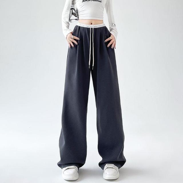 Drawstring Waist Plain Wide Leg Pants (Various Designs) Product Image