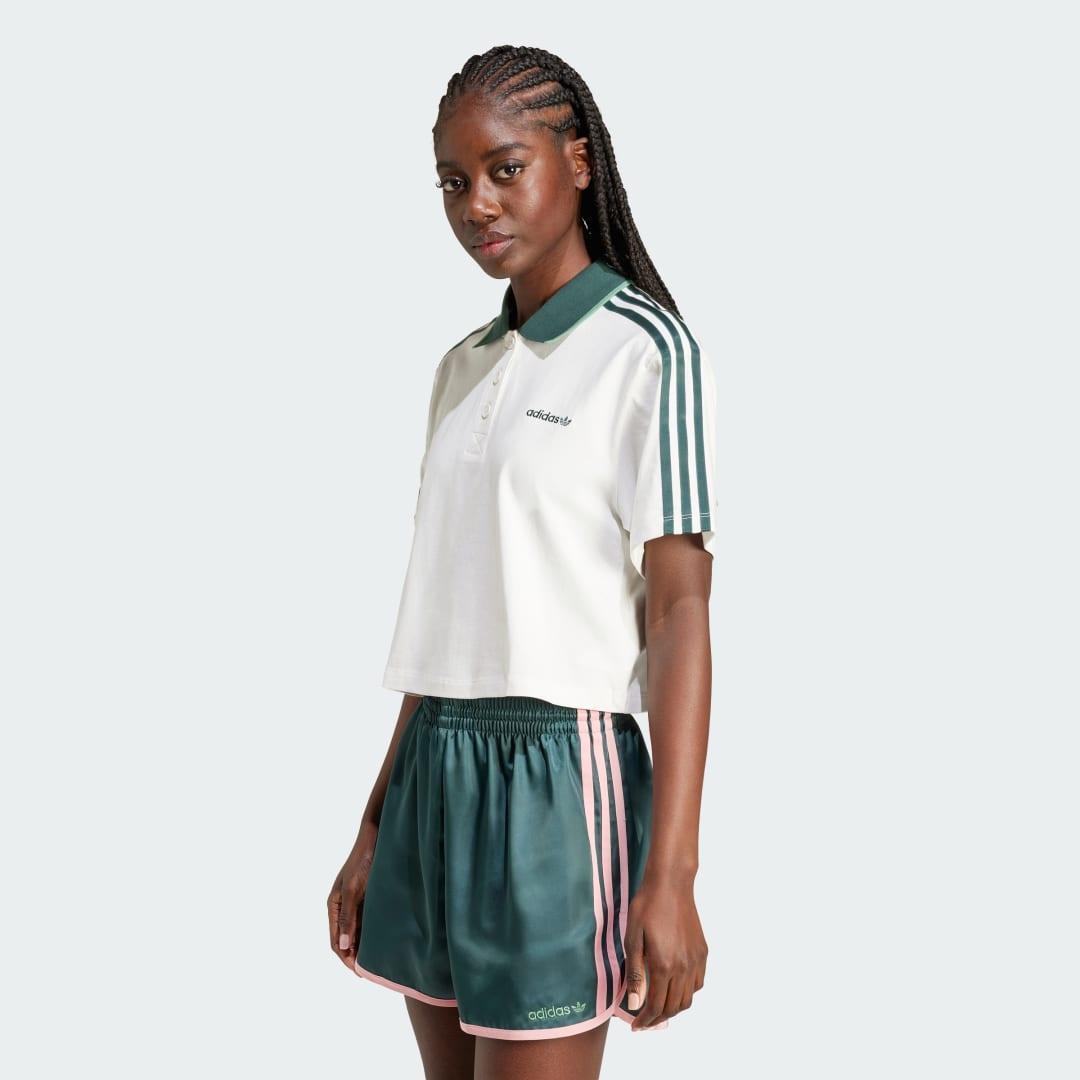 adidas Loose Crop Polo Shirt Cloud White S Womens product image