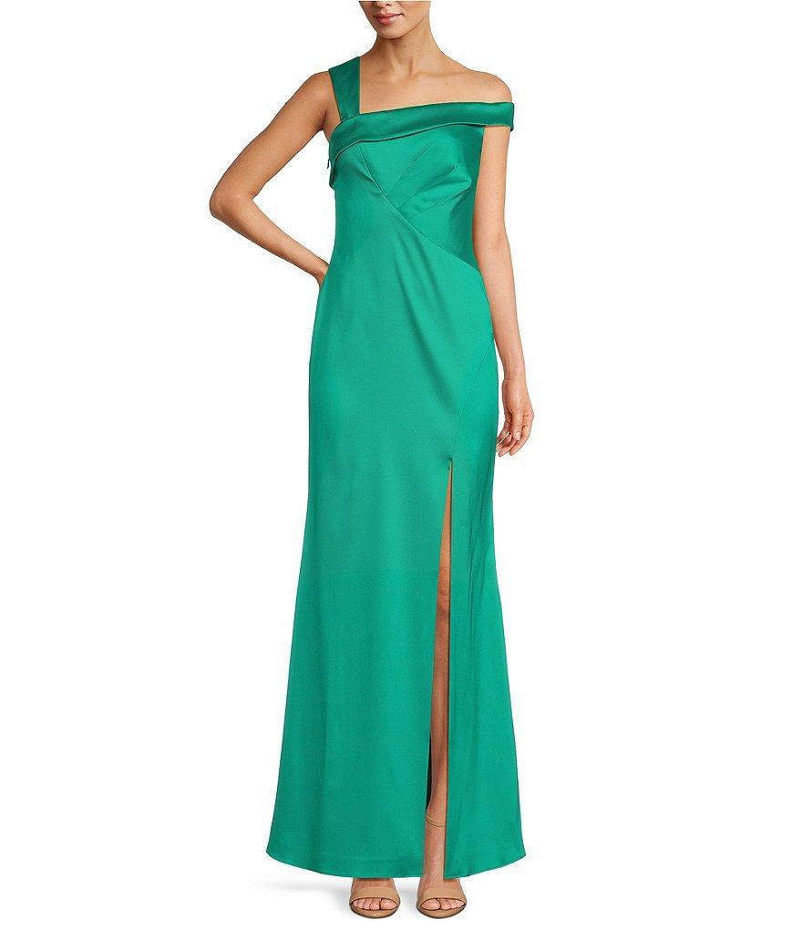 Aidan Mattox Stretch Mikado Asymmetrical Square Neckline Mermaid Gown Product Image