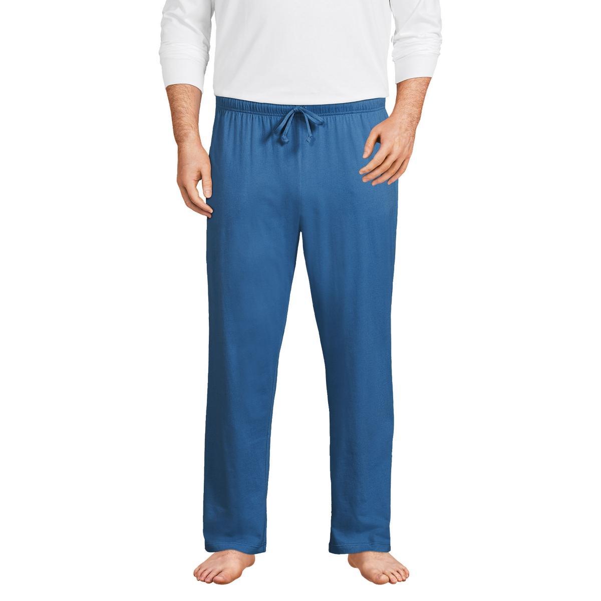 Big & Tall Lands End Knit Jersey Sleep Pants, Mens Dark Blue Product Image