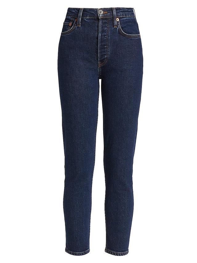 High-Rise Stovepipe Jeans with Raw-Edge Hem Product Image