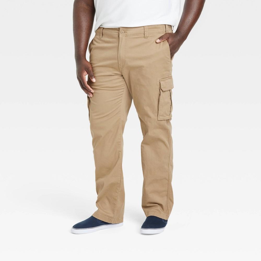 Mens Big & Tall Relaxed Fit Straight Cargo Pants - Goodfellow & Co Tan 48x34 Product Image