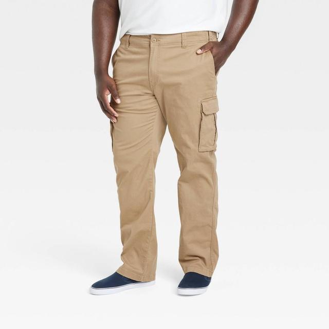 Men's Big & Tall Relaxed Fit Straight Cargo Pants - Goodfellow & Co™ Tan 42x36 Product Image