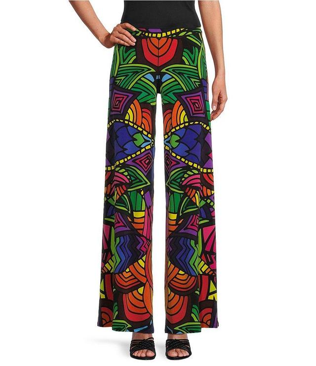 Eva Varro Barbara Jersey Knit Abstract Print Wide Leg Pull-On Pants Product Image