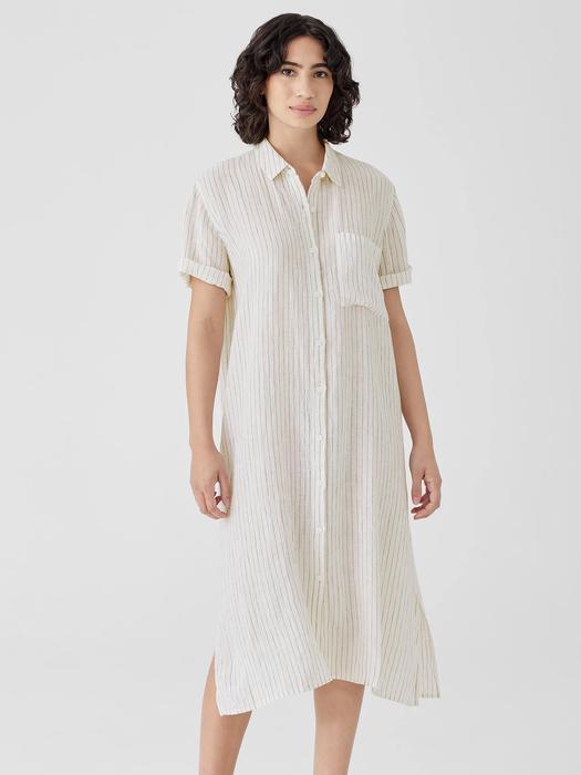 Puckered Organic Linen Shirtdress Product Image