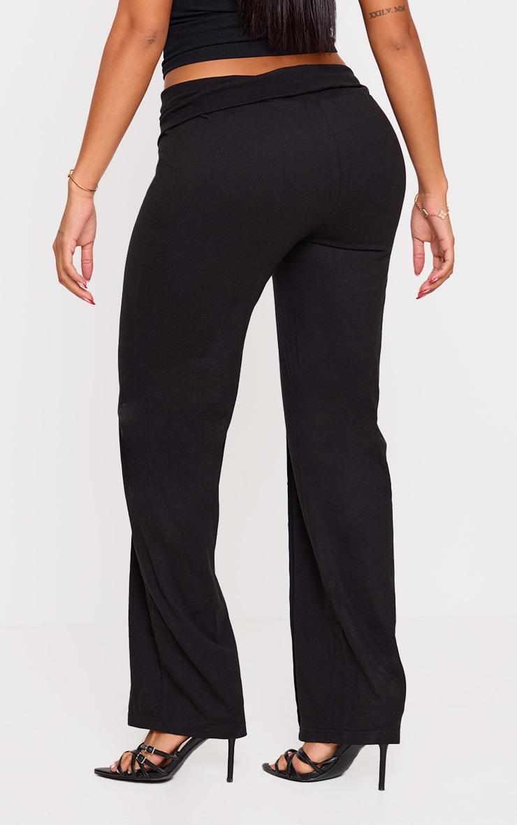 Shape Black Low Rise Fold Over Seam Front Wide Leg Pants Product Image