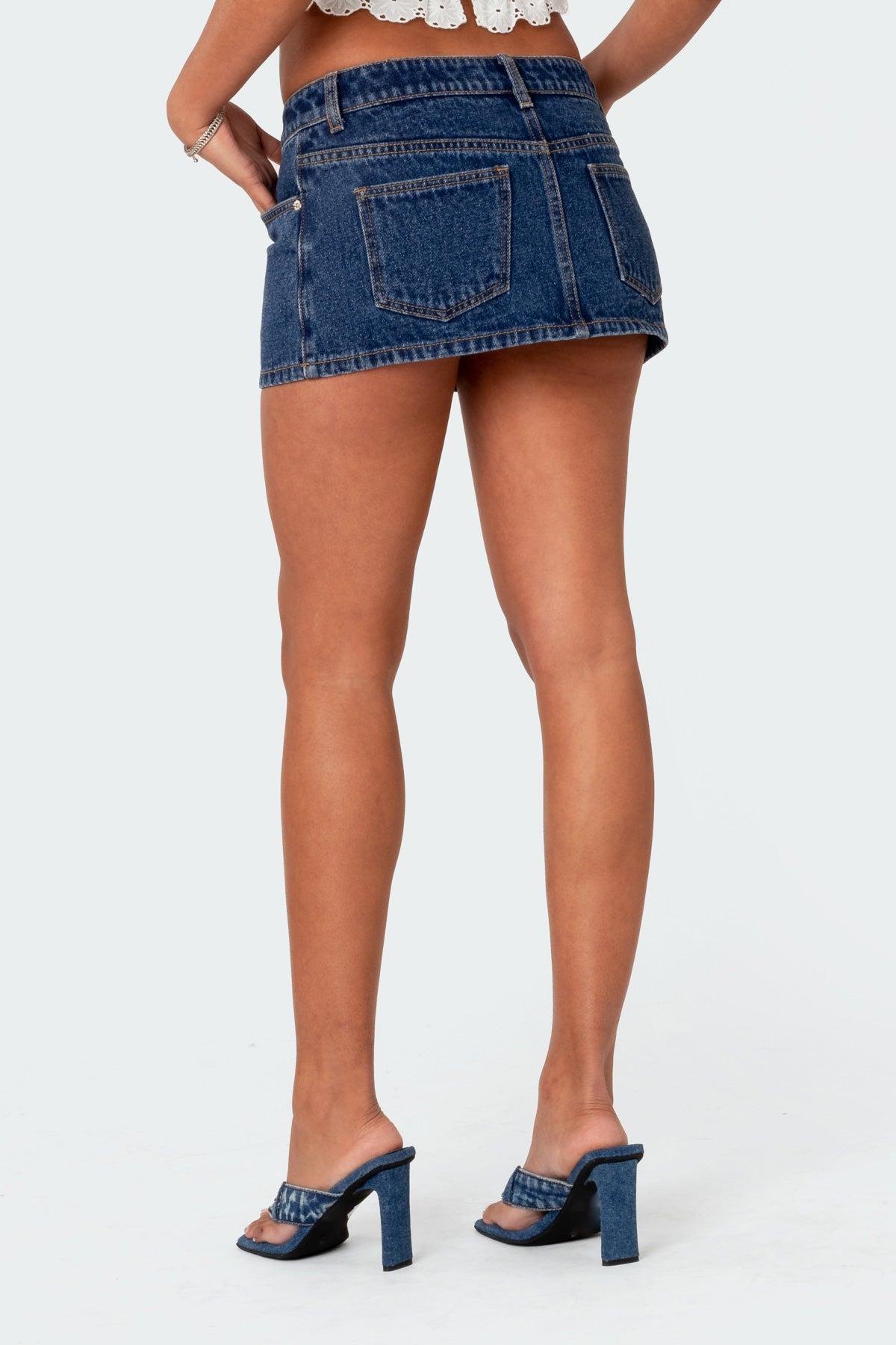 Spencer Low Rise Denim Micro Skirt Product Image