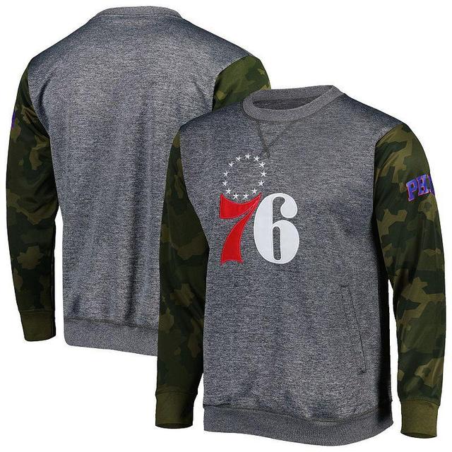 Mens Fanatics Branded Heather Charcoal Philadelphia 76ers Camo Stitched Sweatshirt Product Image