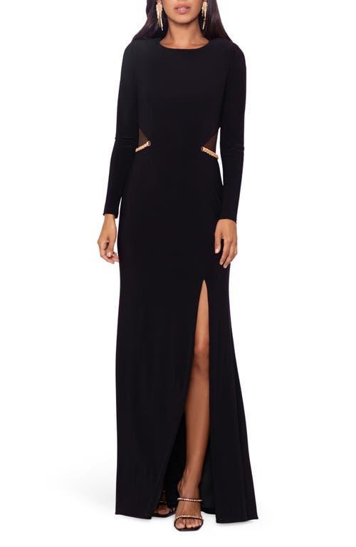 Xscape Evenings Illusion Cutout Long Sleeve Evening Gown Product Image