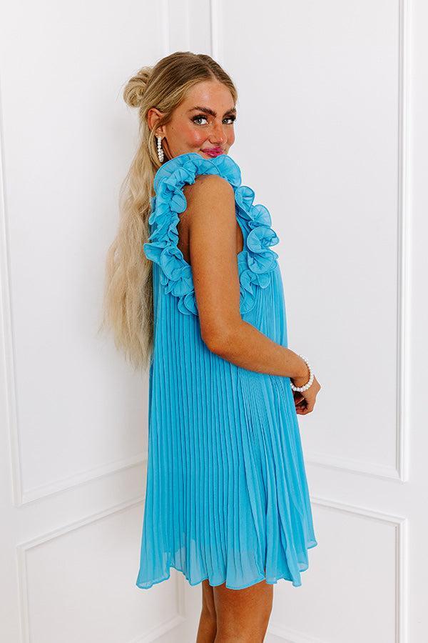 Honeysuckle Dreams Pleated Dress In Ocean Blue Product Image