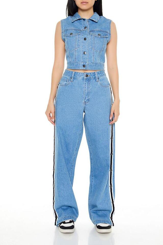 Striped-Trim Baggy Jeans | Forever 21 Product Image