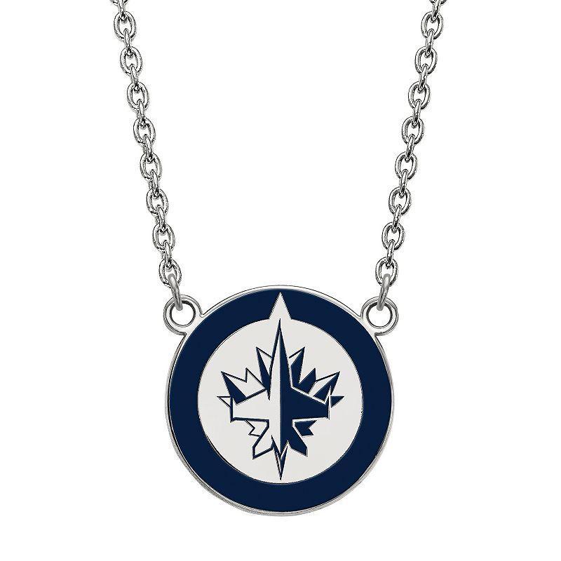 LogoArt Sterling Silver Winnipeg Jets Large Enameled Pendant Necklace, Womens Product Image