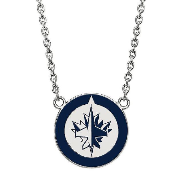 LogoArt Sterling Silver Winnipeg Jets Large Enameled Pendant Necklace, Womens Product Image