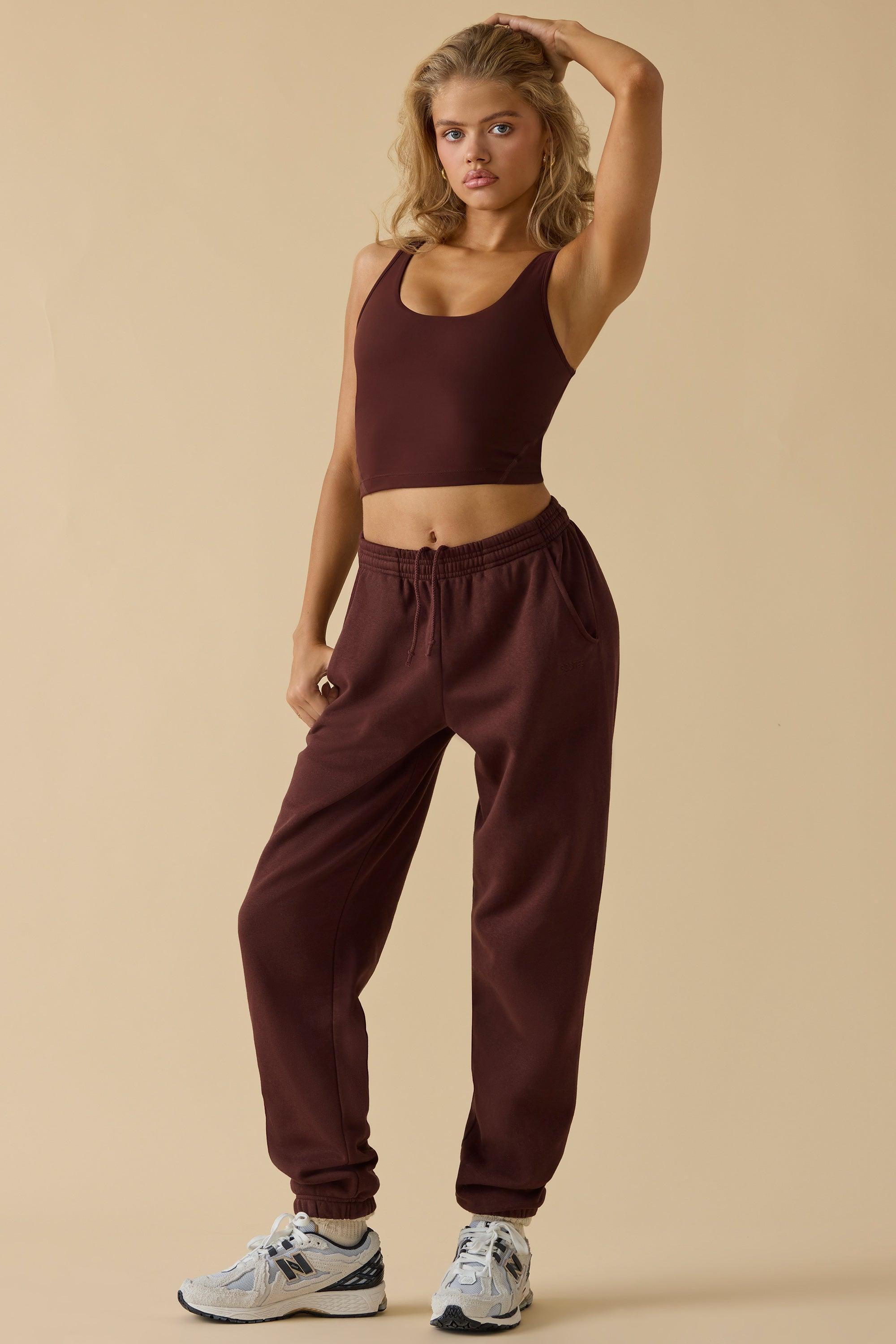 Petite Mid-Rise Joggers in Mahogany Product Image