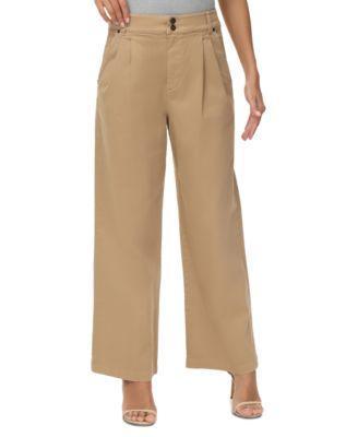 Frye Womens Buckle-Back Pleated High-Rise Pants Product Image