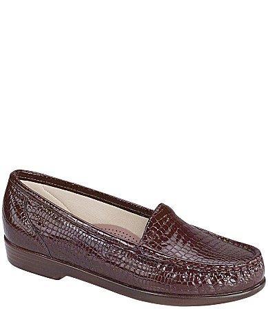 SAS Simplify Crocodile Embossed Leather Moccasin Loafers Product Image