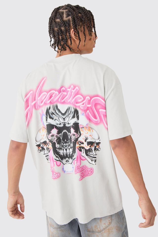 Oversized Skull Heartless Graphic Heavyweight T-shirt | boohooMAN USA Product Image