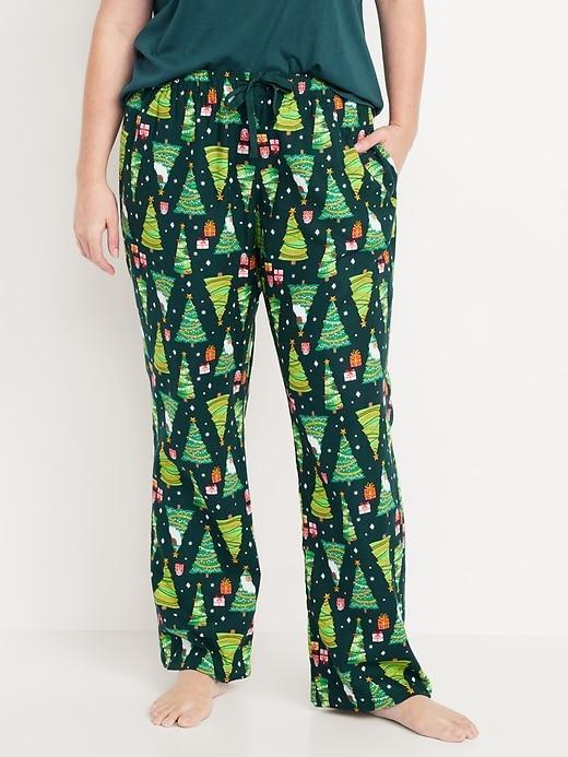 Mid-Rise Printed Flannel Pajama Pants Product Image