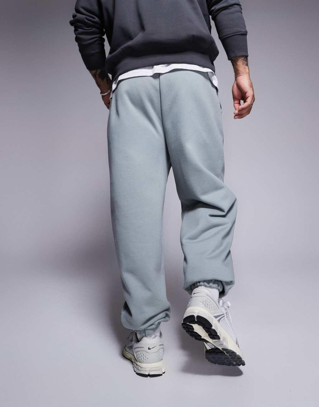 ASOS DESIGN premium heavyweight oversized joggers in light washed gray Product Image