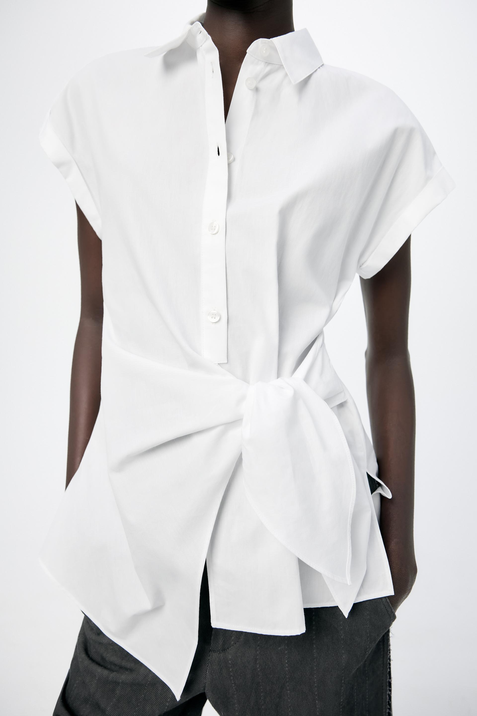 ZW COLLECTION KNOTTED POPLIN SHIRT Product Image