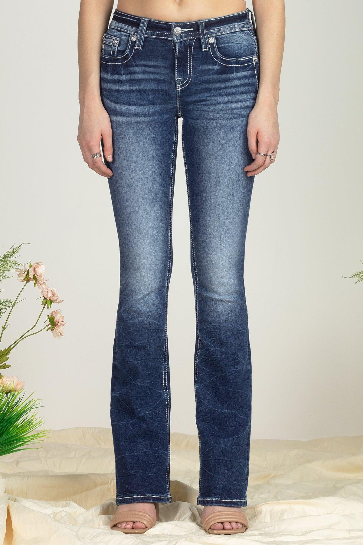 Aztec Sequin Fleur De Lis Bootcut Denim Product Image