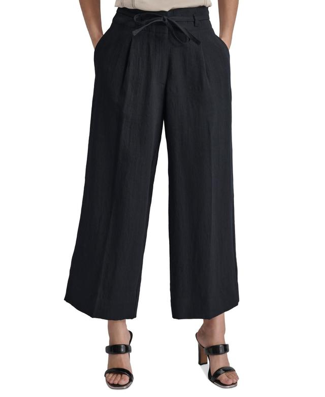 Dkny Womens High Rise Tie-Waist Wide Leg Pants Product Image