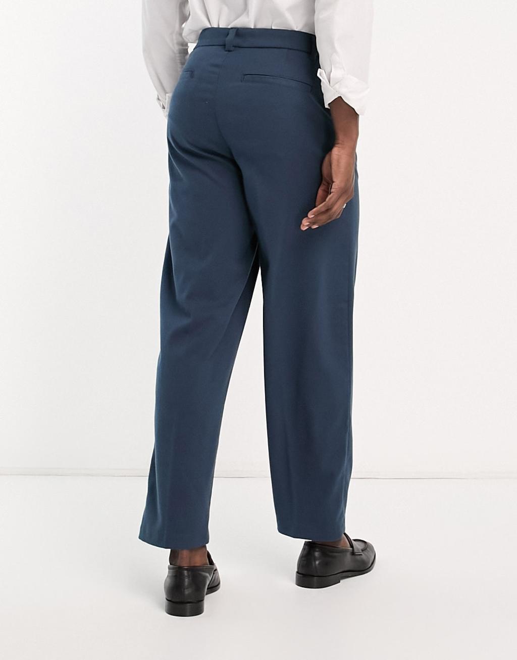 New Look relaxed fit suit pants in dark blue Product Image