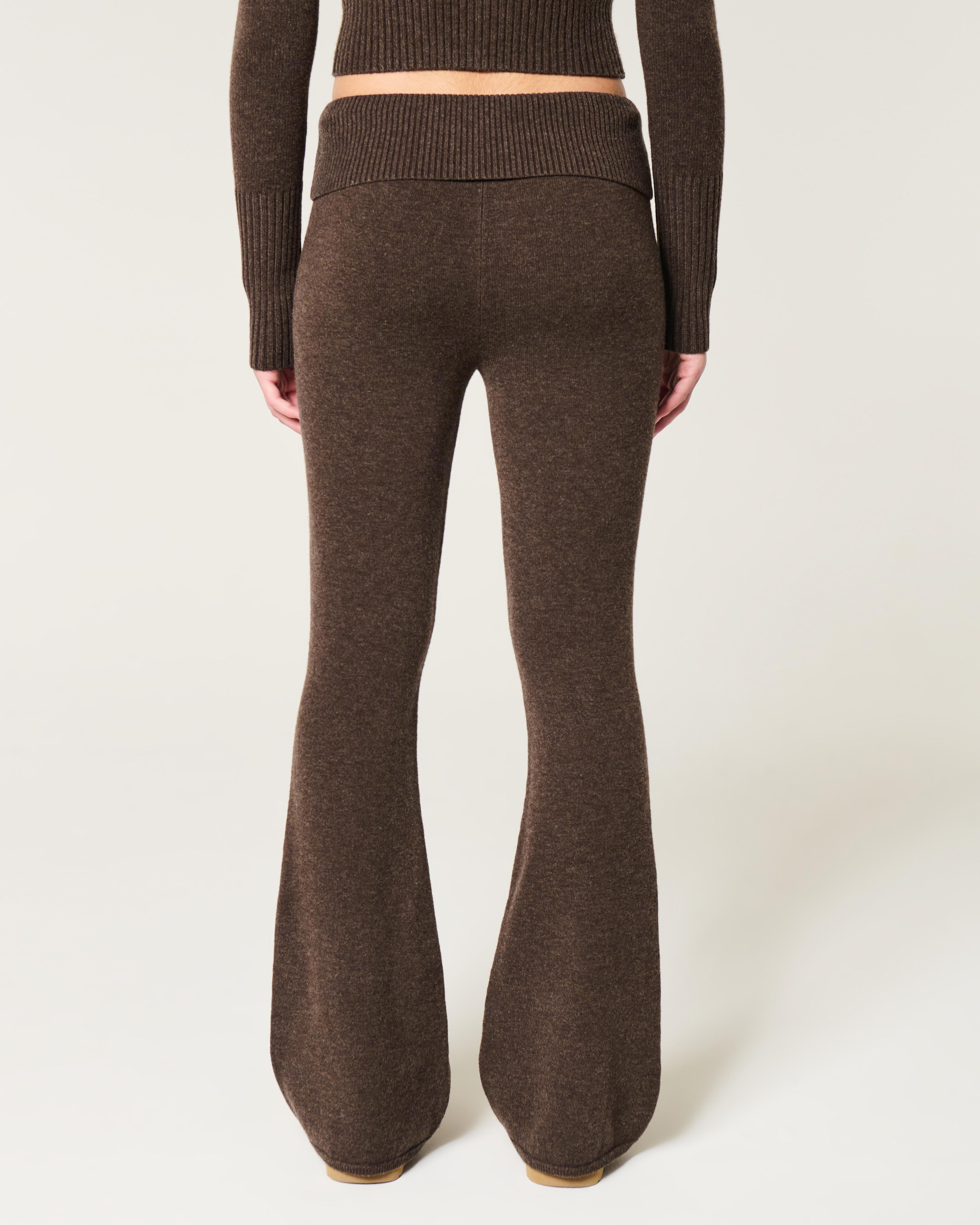 Gilly Hicks Sweater-Knit Foldover Waist Flare Pants Product Image