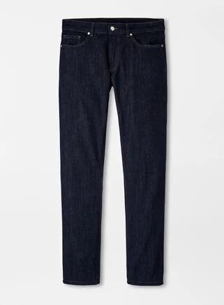 Peter Millar Mens Vintage Washed Five-Pocket Denim | Color: Dark Indigo | Size: 32 Product Image