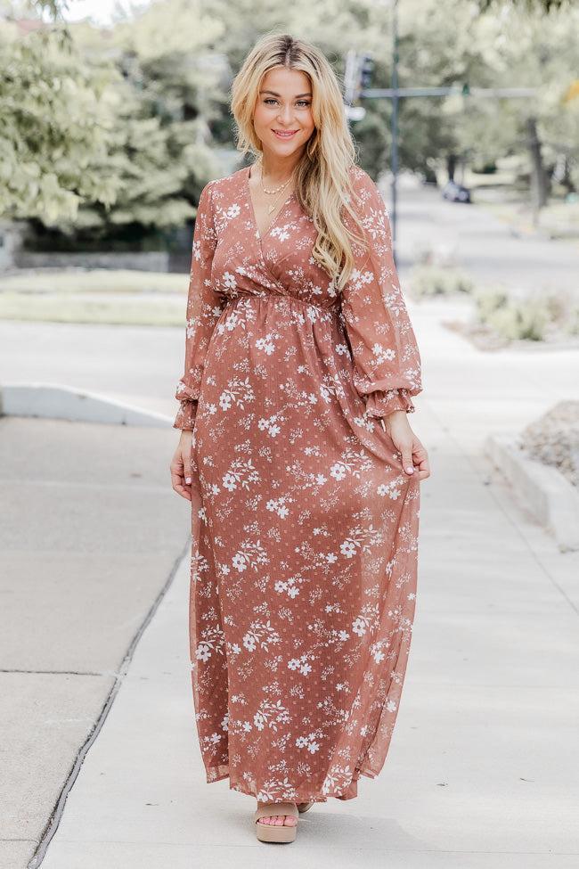 Beautifully You Brown Floral Maxi Dress Product Image