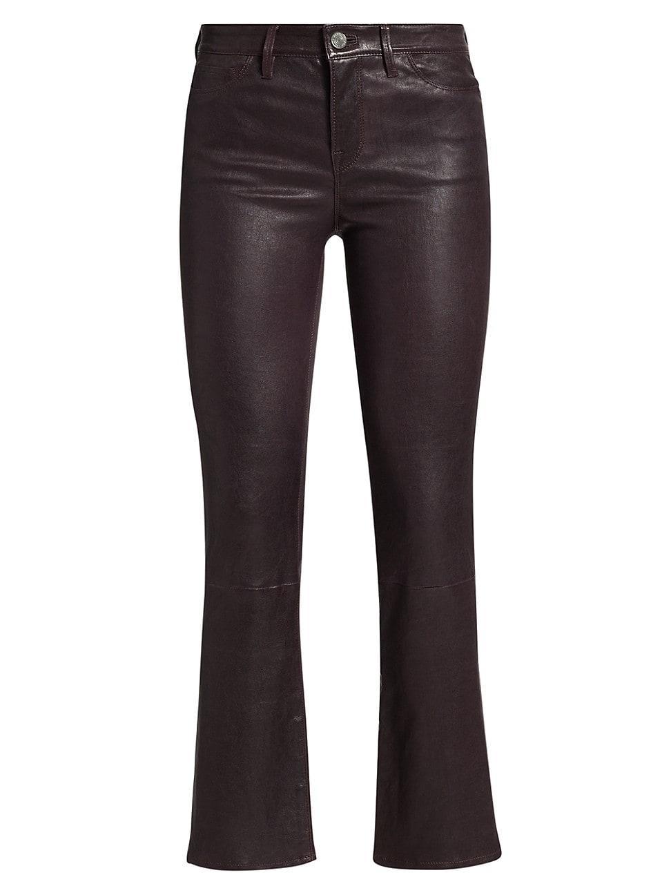 Womens Le Crop Mini Leather Boot-Cut Pants Product Image