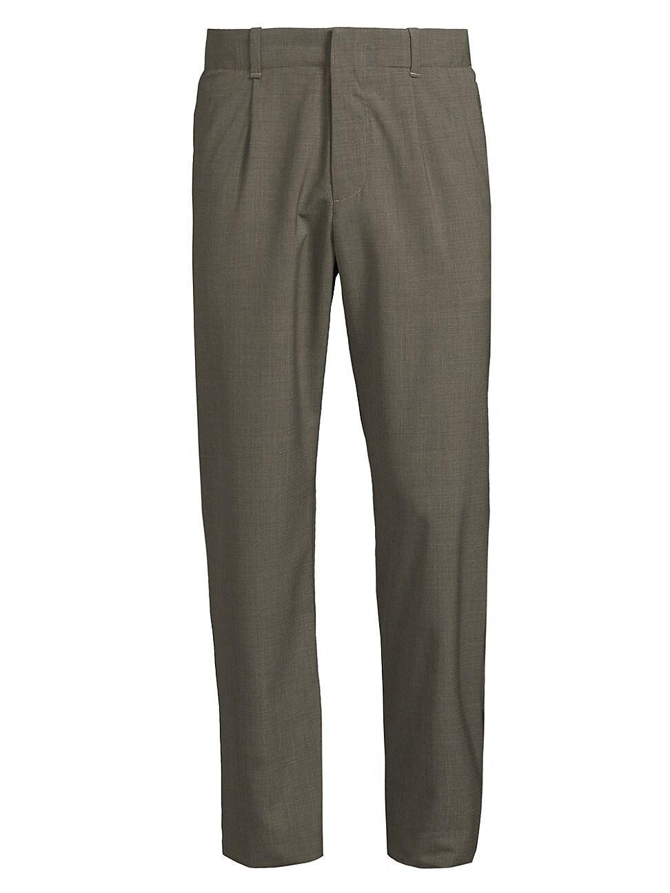 Mens Wool-Blend Flat-Front Trousers Product Image