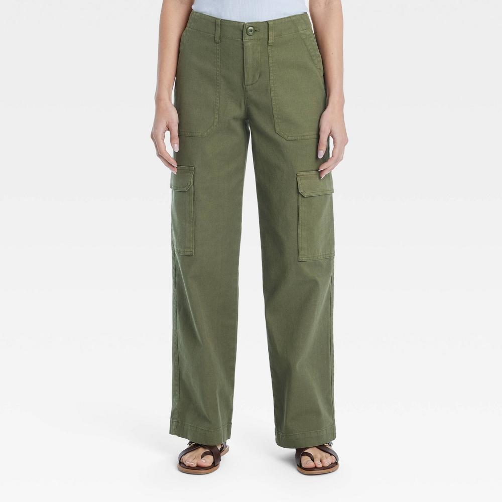 Womens Mid-Rise Utility Cargo Pants - Universal Thread Olive 14 Product Image