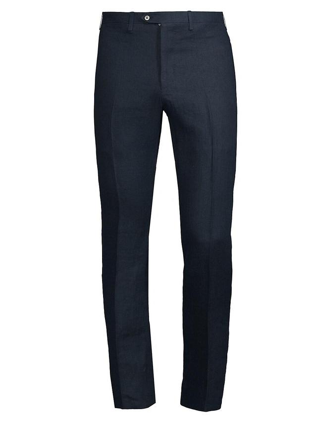 Mens Linen Mid-Rise Straight-Leg Pants Product Image