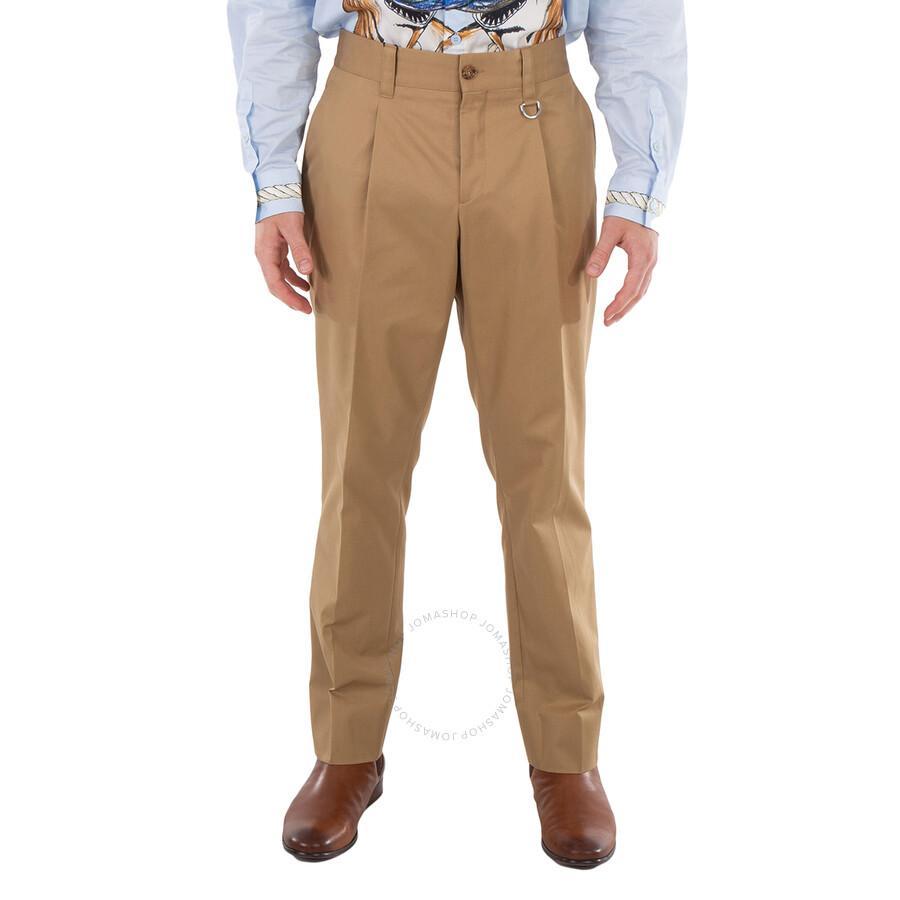 BURBERRY Men's Toasted Walnut Dover Cotton Gabardine Trousers In Brown Product Image