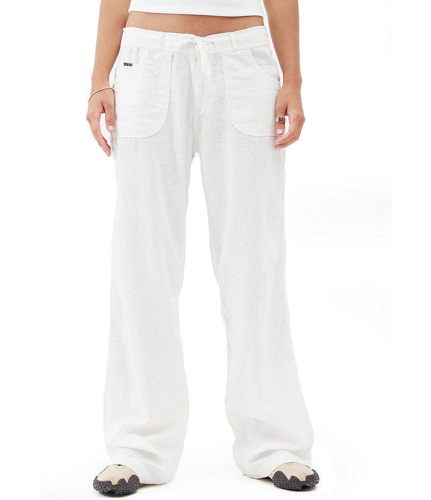 BDG Urban Outfitters Solid Mid Rise Linen 5-Pocket Pants Product Image