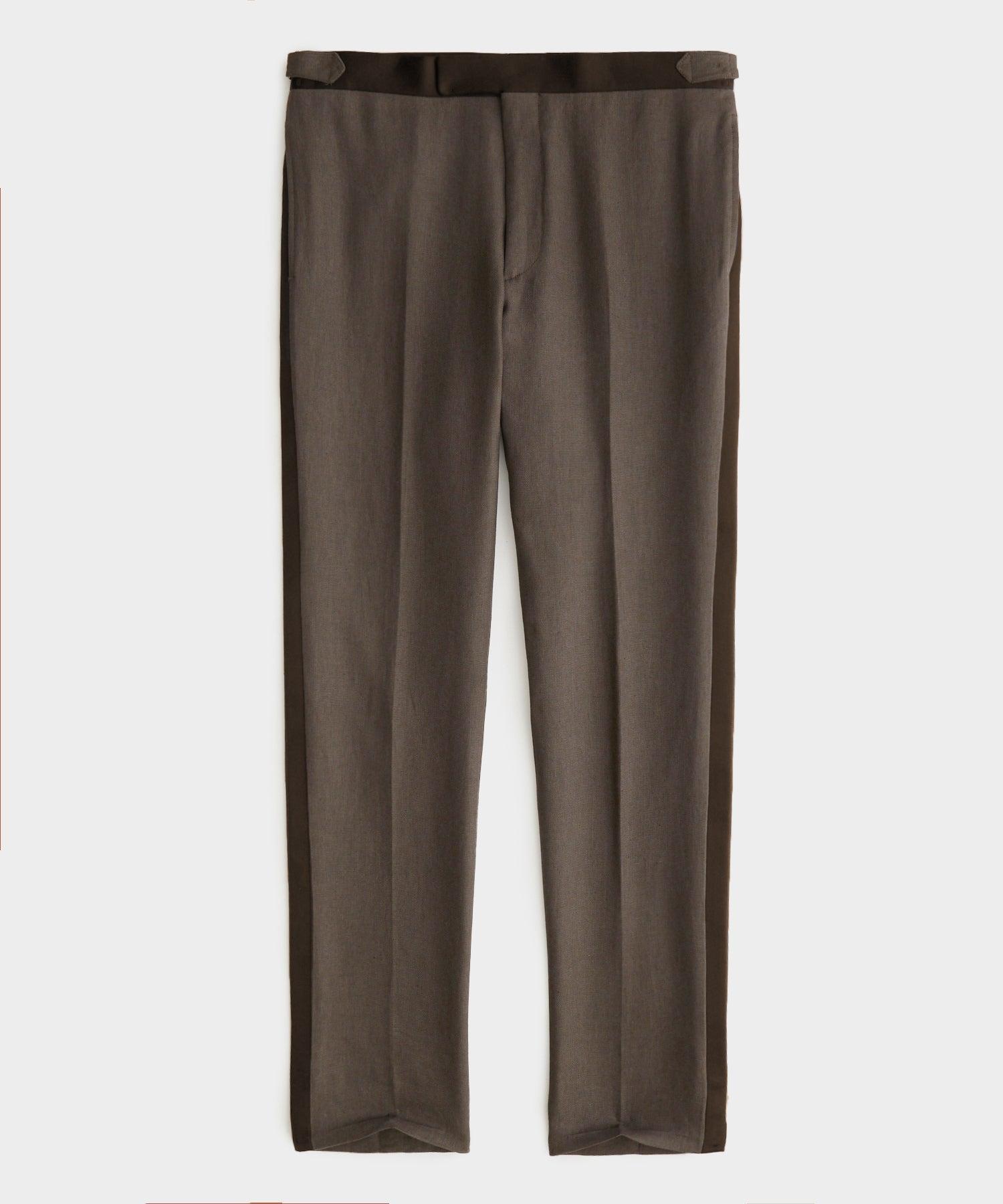 Italian Linen Tuxedo Trouser in Brown Product Image