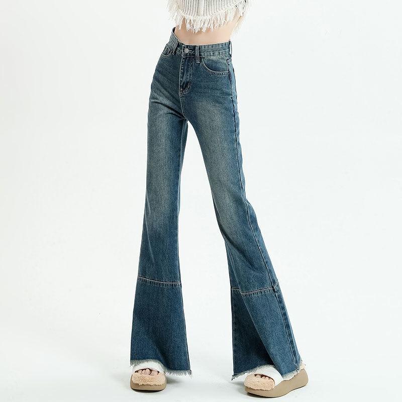 High Waist Washed Flared Jeans Product Image