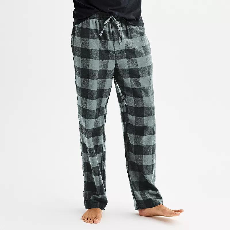 Mens Sonoma Goods For Life Flannel Drawstring Pajama Pants Iron Ore Plaid Product Image