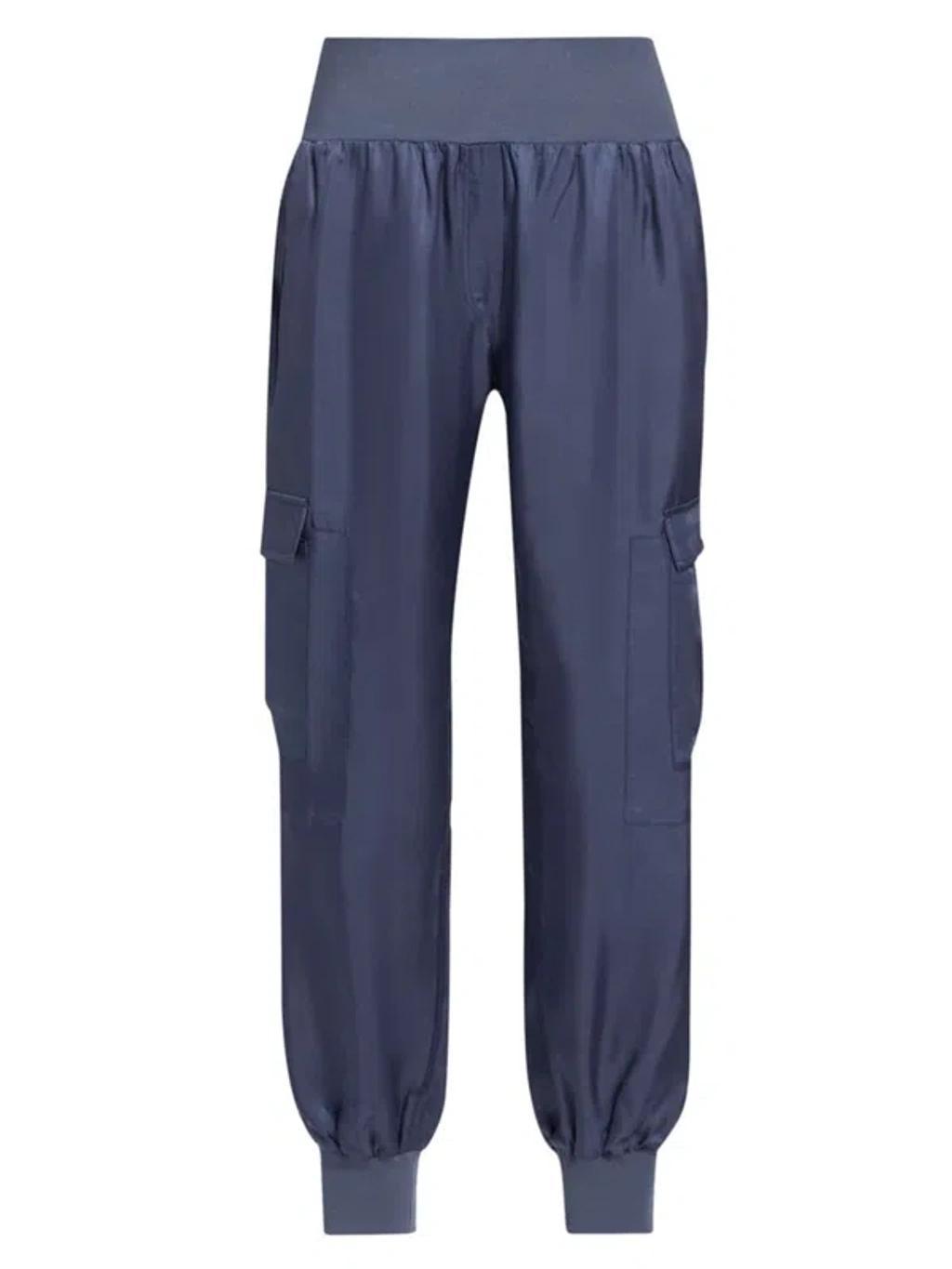 Tous Les Jours Giles Satin Jogger Pants In Indigo Product Image