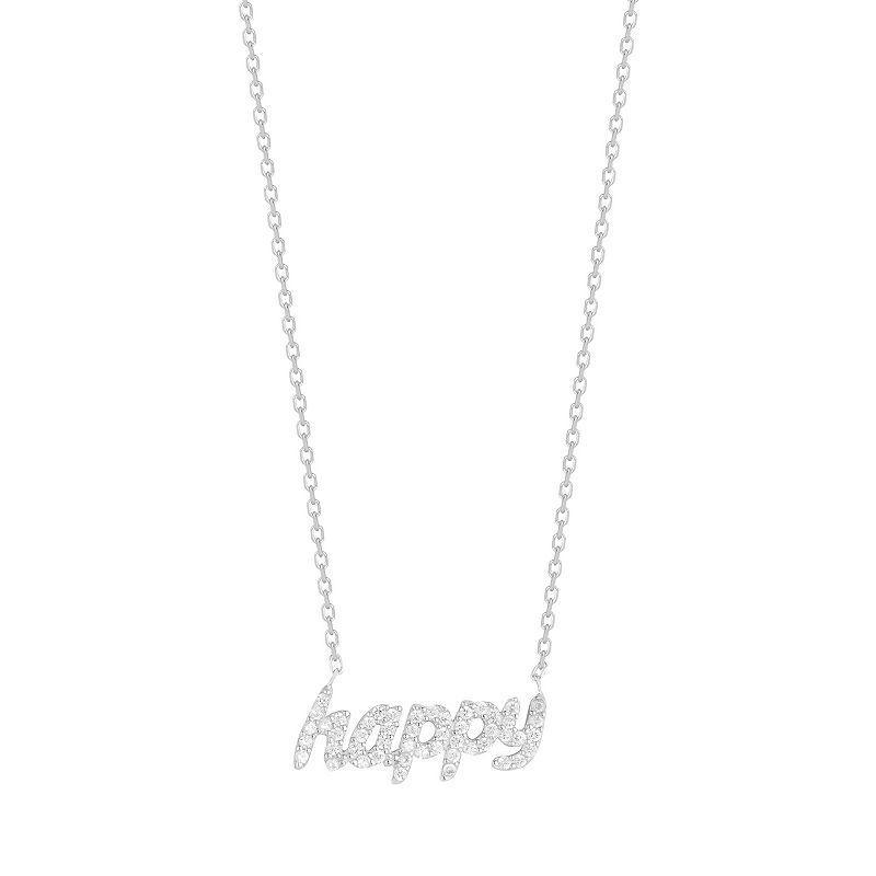 Sunkissed Sterling Cubic Zirconia Happy Necklace, Womens, Silver Tone Product Image