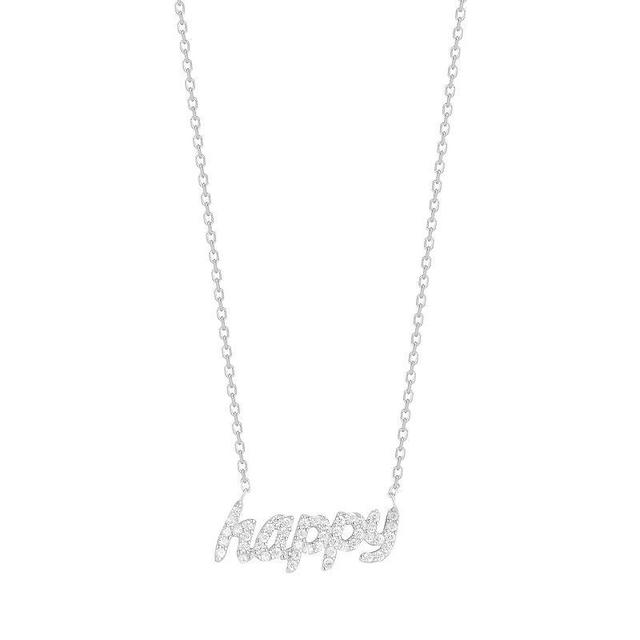 Sunkissed Sterling Cubic Zirconia Happy Necklace, Womens, Silver Tone Product Image